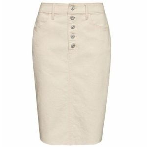 Banana Republic Cream Buttonfly Denim Midi Skirt